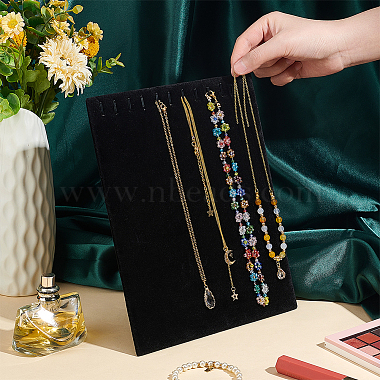 1Pc Velvet Covered Wood Jewelry Necklace Display Planks(NDIS-HY0001-01)-3