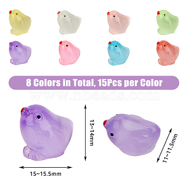 120Pcs 8 Colors Luminous Resin Chick Display Decoration(RESI-DC0001-29)-2