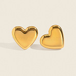 304 Stainless Steel Heart Stud Earrings, Real 18K Gold Plated, 19.5x17.3mm(XC7355-1)