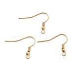 304 Stainless Steel Earring Hooks Ion Plating(IP), Ear Wire, with Horizontal Loop, Real 18K Gold Plated, 20~21x24~26x3mm, Hole: 2mm, 20 Gauge, Pin: 0.8mm(STAS-E149-02G-01)