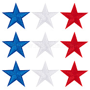 90Pcs 3 Colors Computerized Embroidery Cloth Iron on/Sew on Patches, Applique DIY Costume Accessory, Star, for Independence Day, Mixed Color, 3x3cm, 30pcs/color(DIY-GF0006-50)