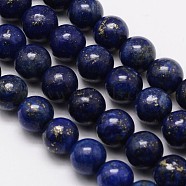 Grade A Natural Lapis Lazuli Round Bead Strands, Dyed, 8mm, Hole: 1mm, about 48pcs/strand, 15.1 inch(X-G-M264-13)
