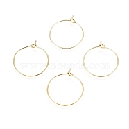 Ion Plating(IP) 316L Surgical Stainless Steel Hoop Earring Findings, Wine Glass Charms Findings, Golden, 40x0.8mm, 20 Gauge(STAS-D164-06G)