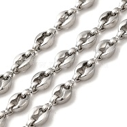 304 Stainless Steel Coffee Bean Chains, Unwelded, with Spool, Stainless Steel Color, 6x4.5x2mm(CHS-C013-03P)