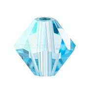 Preciosa&reg Crystal Beads, Czech Crystal, Bicone(451 69 302 Rondelle), 60000 200 Aquamarine AB, 4mm, Hole: 0.8mm(X-PRC-BA4-60000-200)