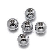 Brass Beads, Lead Free & Nickel Free & Cadmium Free, Solid Round, Real Platinum Plated, 3mm, Hole: 1mm(KK-F0317-3mm-01P-NR)