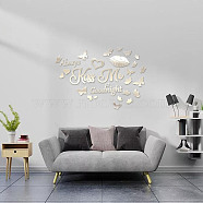Custom Acrylic Wall Stickers, for Home Living Room Bedroom Decoration, Rectangle with Mixed Pattern, Silver, 460x470mm(DIY-WH0249-029)