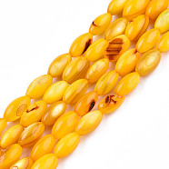 Natural Freshwater Shell Beads Strands, Dyed, Rice, Orange, 7.5x4mm, Hole: 0.8mm, about 51~52pcs/strand, 14.96 inch~15.16 inch(38~38.5cm)(SHEL-N026-212-B05)