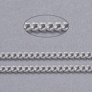 Brass Twisted Chains, Curb Chains, Unwelded, with Spool, Oval, Lead Free & Cadmium Free, Silver Color Plated, 2.5x2x0.5mm, about 92m/roll(CHC-S095-S)