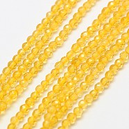 Natural Piezoelectric Quartz Beads Strands, Imitation Citrine, Faceted Round, 3mm, Hole: 0.8mm, about 136pcs/strand, 15 inch(X-G-A129-3mm-09)