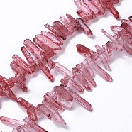 Natural Crackle Quartz Crystal Dyed Beads Strands, Chip, Old Rose, 13~38x3~7x4~7mm, Hole: 1mm, about 67~70pcs/strand, 14.76~15.16''(37.5~38.5cm)(G-I345-05A)