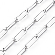 Tarnish Resistant 304 Stainless Steel Paperclip Chains, Soldered, with Spool, Oval, Stainless Steel Color, 15x5x1mm, about 82.02 Feet(25m)/Roll(CHS-S008-010P)