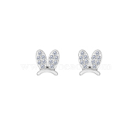 Cute Bunny Ear Studs with Rhinestones, Stainless Steel Rabbit Stud Earrings(TB9087-2)