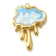 304 Stainless Steel Enamel Pendants, Jellyfish Charm, Real 18K Gold Plated, Light Sky Blue, 25x18x2.5mm, Hole: 1.4mm(STAS-Q347-04G)