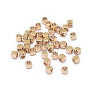 Rack Plating Brass Spacer Beads, Long-Lasting Plated, Cube, Real Rose Gold Plated, 1.8x1.8x1.8mm, Hole: 1.2mm(KK-F801-11-RG)