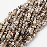 Faceted Natural Agate Round Beads Strands, Dyed, Camel, 4mm, Hole: 1mm, about 92pcs/strand, 15.3 inch(X-G-E318B-4mm-01)