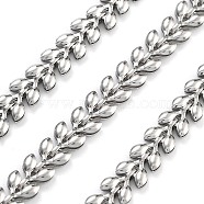 Non-Tarnish 304 Stainless Steel Link Chain, Leaf, Stainless Steel Color, Link: 6x5x2mm(CHS-H026-11P)