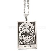 Non-Tarnish 304 Stainless Steel Tarot Pendant Necklaces, Cable Chain Necklaces, Cancer, 23.23~24.21 inch(59~61.5cm)(NJEW-A026-01P-04)