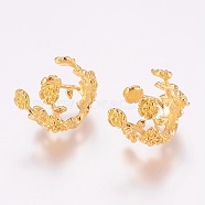 Brass Fancy Bead Caps, Flower, Long-Lasting Plated, 4-Petal, Real 24K Gold Plated, 14x16x18mm, Hole: 2.5mm(PALLOY-G193-06G)