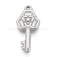 304 Stainless Steel Pendants,  Key, Stainless Steel Color, 18x8.5x2mm, Hole: 1.4mm(STAS-H117-18P)