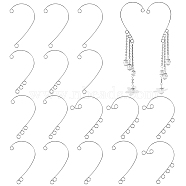 16Pcs 4 Style 316 Stainless Steel Ear Cuff Findings, Climber Wrap Around Non Piercing Earring Findings, with Horizontal Loops, Stainless Steel Color, 55~59x36~46x0.5mm, Hole: 4mm, 4Pcs/style(STAS-SZ0002-54)