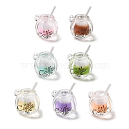 Transparent Resin Pendants, Coffee Cup Charms, Mixed Color, 21x16x16mm, Hole: 1.6mm(FIND-H045-03)