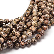 Natural Leopard Skin Jasper Round Bead Strands, 10mm, Hole: 1mm, about 40pcs/strand, 16 inch(G-P072-45-10mm)