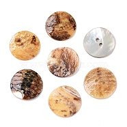 2-Hole Mother of Pearl Buttons, Akoya Shell Button, Flat Round, Moccasin, 17.5~18x0.8mm, Hole: 1.6mm(SHEL-T012-43D)