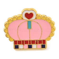 Crown Alloy Enamel Brooches, Colorful, 21.5x27mm(JEWB-I035-07G-03)