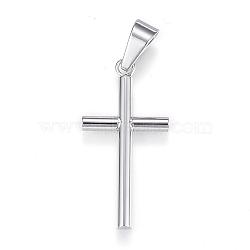 Tarnish Resistant 304 Stainless Steel Pendants, Cross, Stainless Steel Color, 34x17x3mm, Hole: 9x4mm(STAS-H329-63P)