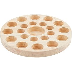 Wood Display Stands, with Rubber Gasket, for Essential Oil Bottle, Flat Round, Wheat, 19.2x1.9cm, Inner Diameter: 4.3cm and 2.2cm and 2.95cm(ODIS-WH0002-28)