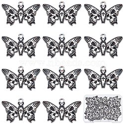 Halloween Alloy Enamel Pendants, Butterfly with Skull, Platinum, 19x30x3mm, Hole: 2mm(ENAM-SC0002-79)
