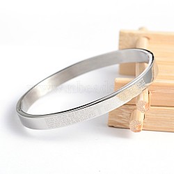 Tarnish Resistant 304 Stainless Steel Bangles, Lord's Prayer Cross, Stainless Steel Color, 50x58mm(BJEW-H0003-16A)