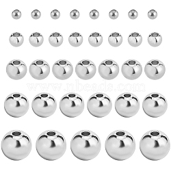 PandaHall Elite 200Pcs 5 Styles Brass Spacer Beads, Round, Real Platinum Plated, 2~6x1.5~5mm, Hole: 1~2mm(KK-PH0005-69)