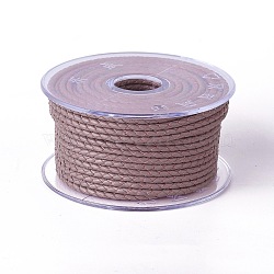 Braided Cowhide Cord, Leather Jewelry Cord, Jewelry DIY Making Material, Rosy Brown, 3mm, about 5.46 yards(5m)/roll(WL-I004-3mm-D-08)