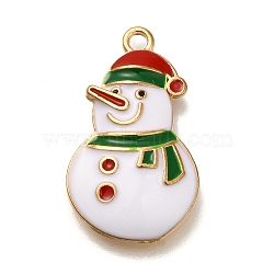 Christmas Theme Alloy Enamel Pendants, Cadmium Free & Lead Free, Golden, Snowman, 22x13x3mm, Hole: 1.5mm(FIND-I040-01A)