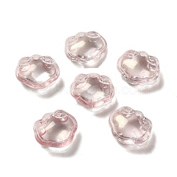 Transparent Glass Pendants, Longevity Lock Charms, Pink, 14x16x7mm, Hole: 1.2mm(GLAA-D025-08C)