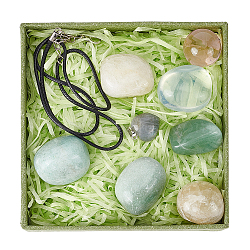 Olycraft Reiki Energy Stone Gift Box Kit, Including Glass Crystal Ball, Oplite & Natural Green Aventurine & Labradorite & Yellow Quartz Nuggets, Decorative Raffia Tissue Scraps Paper, Mixed Color, 2~440x13~34.5x4~22mm(DIY-OC0010-56)