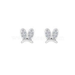 Cute Bunny Ear Studs with Rhinestones, Stainless Steel Earrings.(TB9087-2)