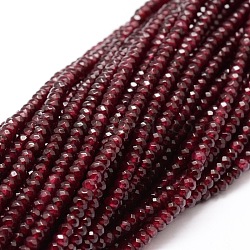 Dyed Natural Malaysia Jade Rondelle Beads Strands, Faceted, FireBrick, 4x2~3mm, Hole: 1mm, about 115pcs/strand, 14 inch(G-E316-2x4mm-10)