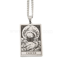 Non-Tarnish 304 Stainless Steel Tarot Pendant Necklaces, Cable Chain Necklaces, Cancer, 23.23~24.21 inch(59~61.5cm)(NJEW-A026-01P-04)