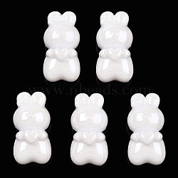 Opaque Acrylic Beads, Rabbit, White, 23x12x11.5mm, Hole: 3mm(MACR-N017-33)