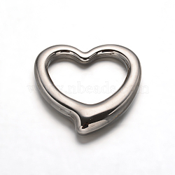 304 Stainless Steel Heart Linking Rings, Stainless Steel Color, 24.5x24x2.5mm, Hole: 15x18mm(STAS-F079-02P)