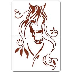 PET Plastic Hollow Out Drawing Painting Stencils Templates, Rectangle, Horse, 297x210mm(DIY-WH0284-027)