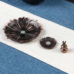 Alloy Incense Burners, Lotus & Gourd Incense Holders, with Magnetic, Home Office Teahouse Zen Buddhist Supplies, Red Copper, 90x30mm(PW23041887735)