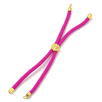 Nylon Cords Bracelet Makings Fit for Connector Charms, with Golden Brass Tree Slider Beads, Long-Lasting Plated, Fuchsia, 8-5/8 inch(22cm), Hole: 1.9mm