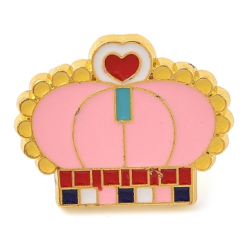 Crown Alloy Enamel Brooches, Colorful, 21.5x27mm