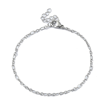 316 Surgical Stainless Steel Figaro Chain Bracelets for Women, Stainless Steel Color, 6-3/4 inch(17.2cm)