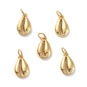 Brass Pendants, Long-Lasting Plated, Cadmium Free & Lead Free, Shell, Real 18K Gold Plated, 10.5x6.5x2.5mm, Hole: 2.5mm