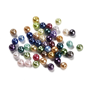 Baking Painted Pearlized Glass Pearl Round Bead, Mixed Color, 8mm, Hole: 1.5mm, 746pcs/500g